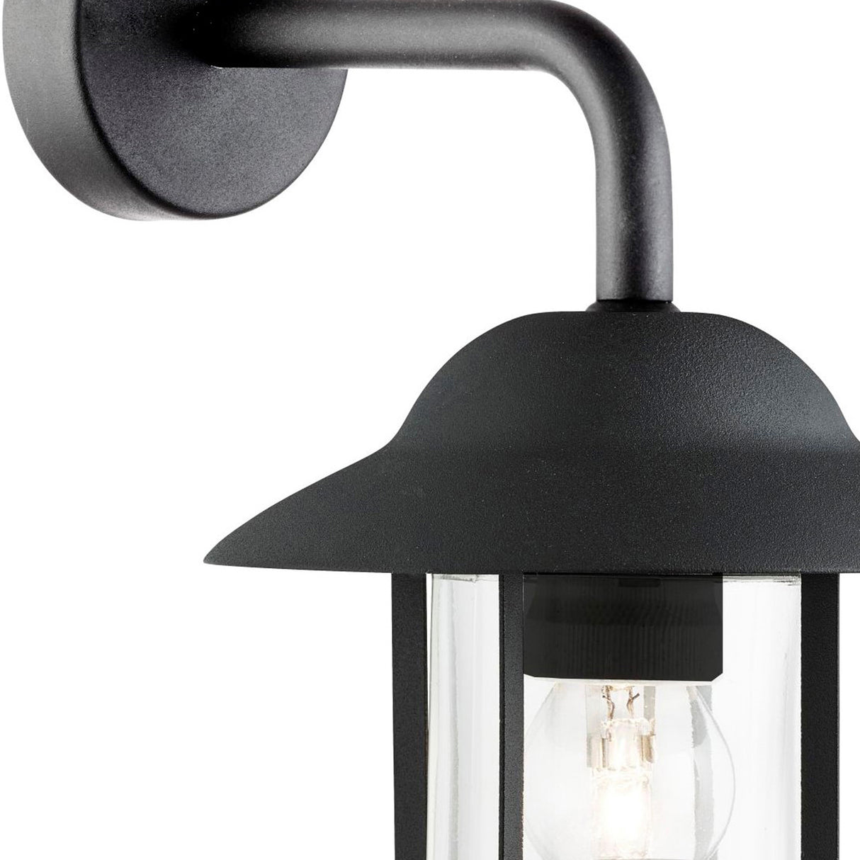 Searchlight Electric Toronto Outdoor Wall Light - Black Metal & Clear Glass 3291BK