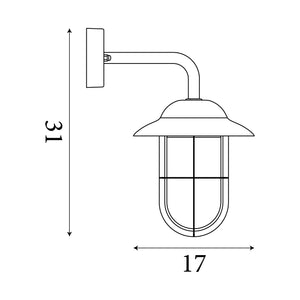 Searchlight Electric Toronto Outdoor Wall Light - Black Metal & Clear Glass 3291BK