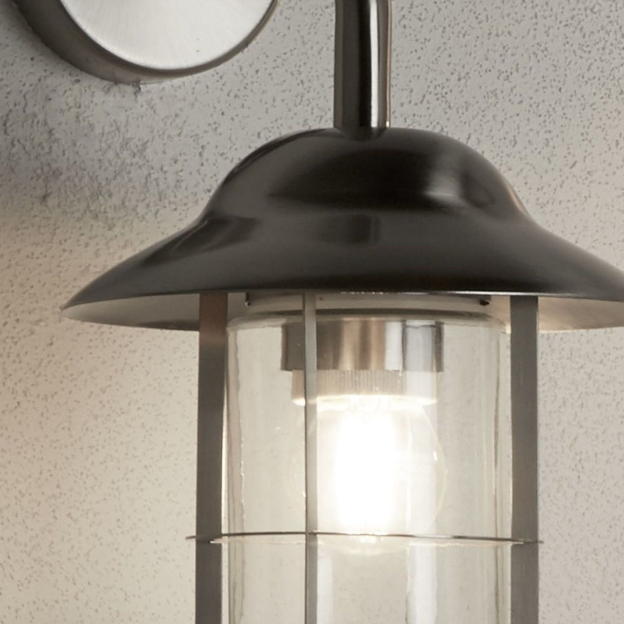 Searchlight Electric Toronto Outdoor Wall Light- Satin Silver Metal & Clear Glass 3291SS