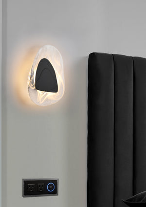 Searchlight Electric Destiny LED Wall Light, Matt Black Metal with Glass 32983BK