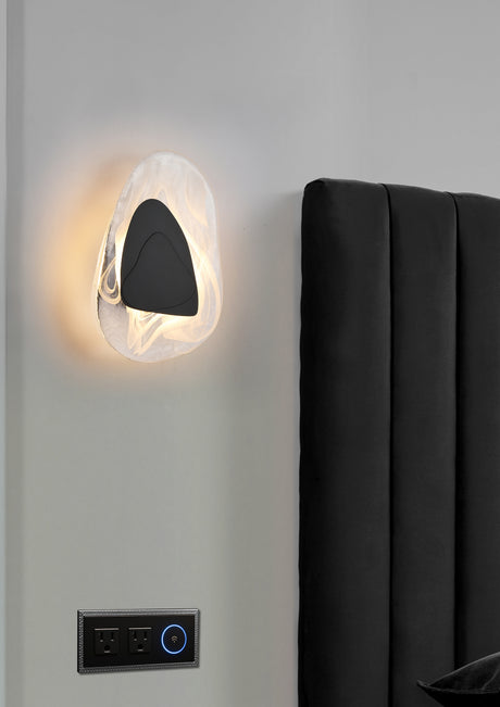 Searchlight Electric Destiny LED Wall Light, Matt Black Metal with Glass 32983BK