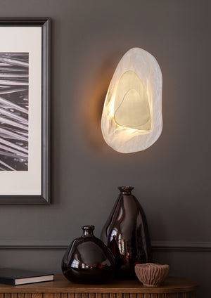 Searchlight Electric Destiny LED Wall Light, Brass Metal with Glass 32983PB