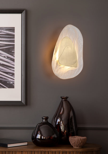 Searchlight Electric Destiny LED Wall Light, Brass Metal with Glass 32983PB