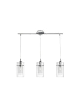 Duo I  3Lt Bar Pendant - Chrome Metal & Double Glass