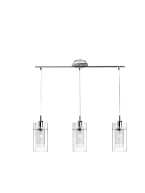 Duo I  3Lt Bar Pendant - Chrome Metal & Double Glass