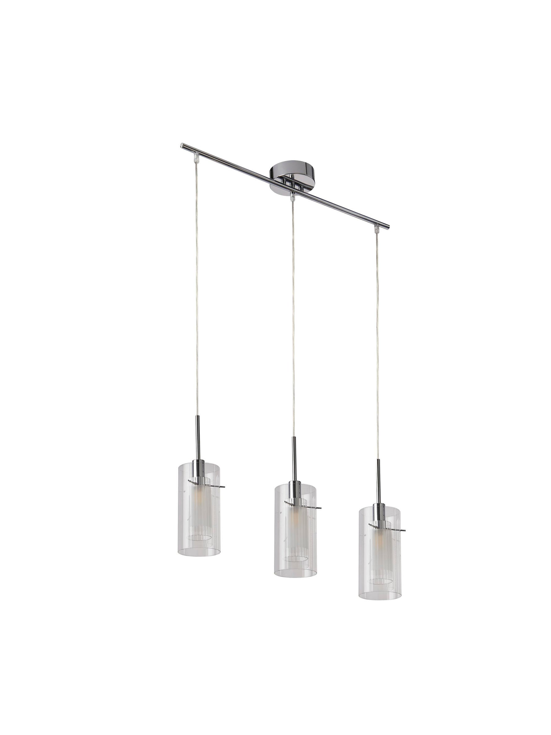 Searchlight Electric Duo I  3Lt Bar Pendant - Chrome Metal & Double Glass 3303-3CC