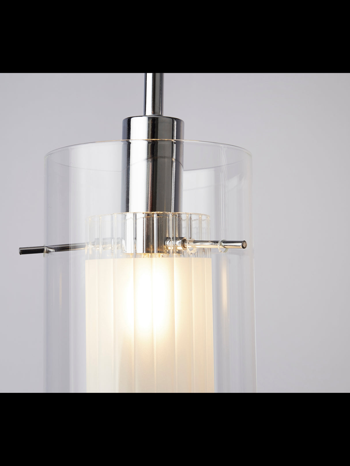 Searchlight Electric Duo I  3Lt Bar Pendant - Chrome Metal & Double Glass 3303-3CC