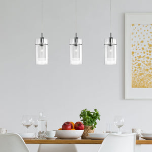 Searchlight Electric Duo I  3Lt Bar Pendant - Chrome Metal & Double Glass 3303-3CC