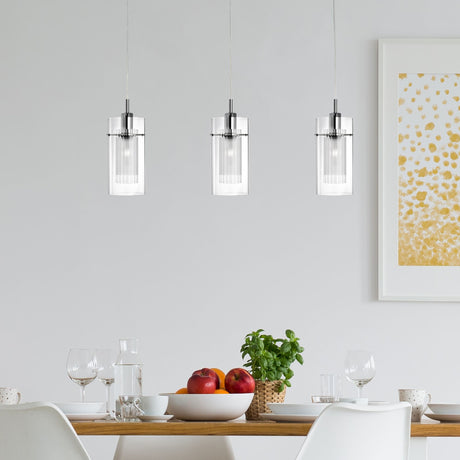 Searchlight Electric Duo I  3Lt Bar Pendant - Chrome Metal & Double Glass 3303-3CC