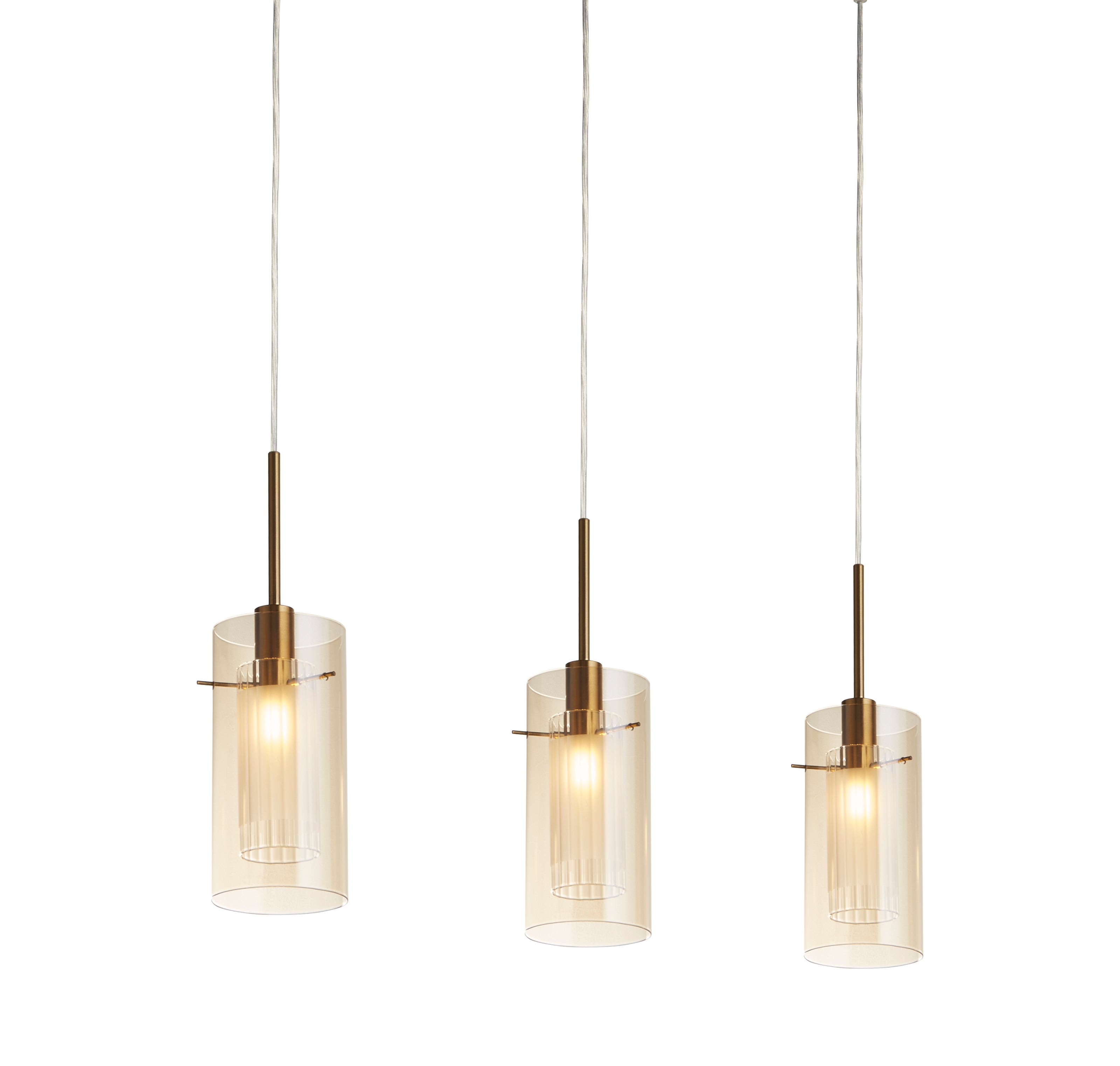 Duo III 3Lt Bar Pendant - Bronze Metal & Champagne Glass