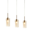 Duo III 3Lt Bar Pendant - Bronze Metal & Champagne Glass