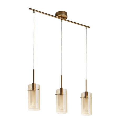 Searchlight Electric Duo III 3Lt Bar Pendant - Bronze Metal & Champagne Glass 3303-3CP