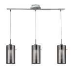 Searchlight Electric Duo II 3Lt Bar Pendant - Satin Silver & Smoked Glass 3303-3SM
