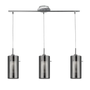 Searchlight Electric Duo II 3Lt Bar Pendant - Satin Silver & Smoked Glass 3303-3SM