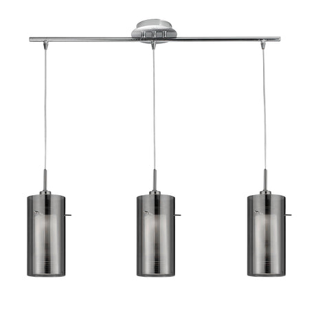 Searchlight Electric Duo II 3Lt Bar Pendant - Satin Silver & Smoked Glass 3303-3SM