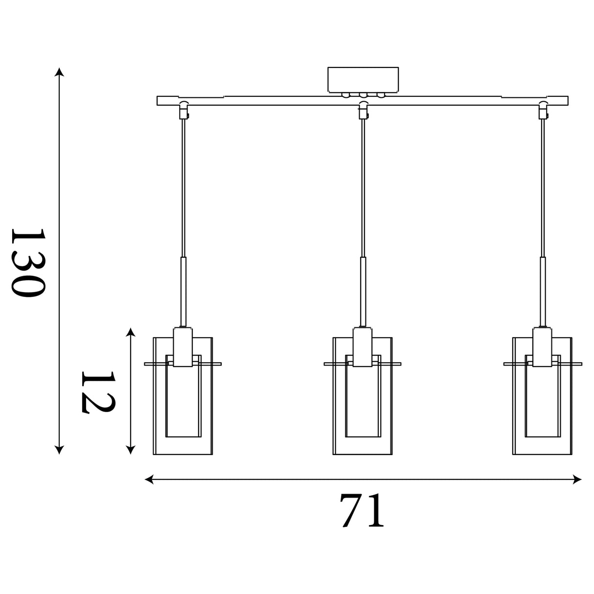 Searchlight Electric Duo II 3Lt Bar Pendant - Satin Silver & Smoked Glass 3303-3SM