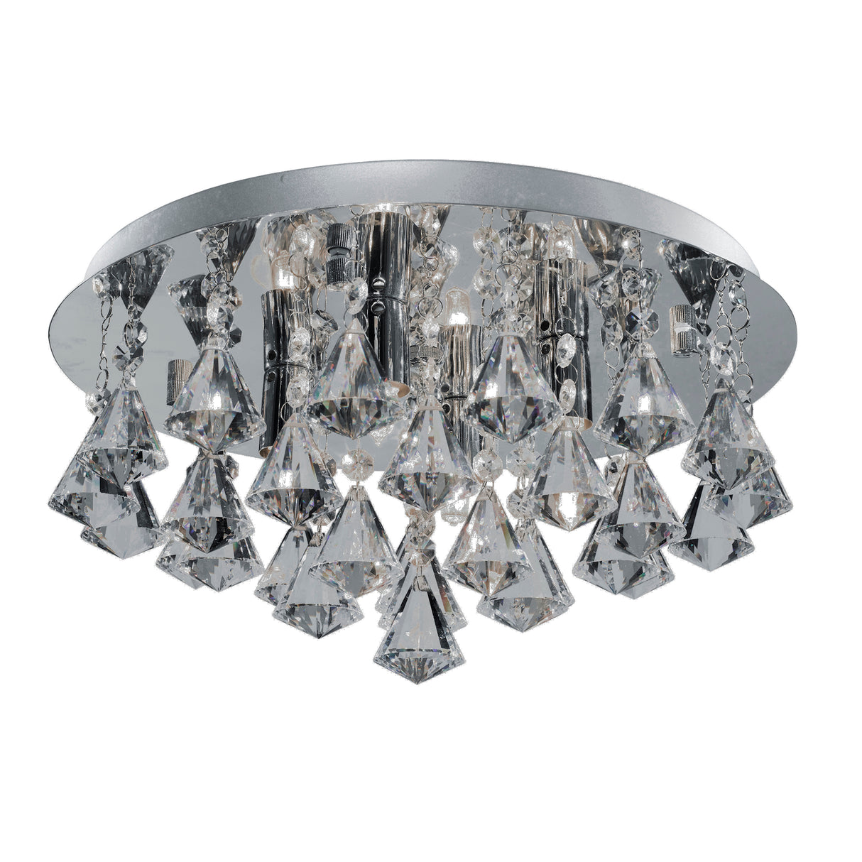 Searchlight Electric Hanna 4Lt Flush  - Chrome Metal & Clear Crystal 3304-4CC