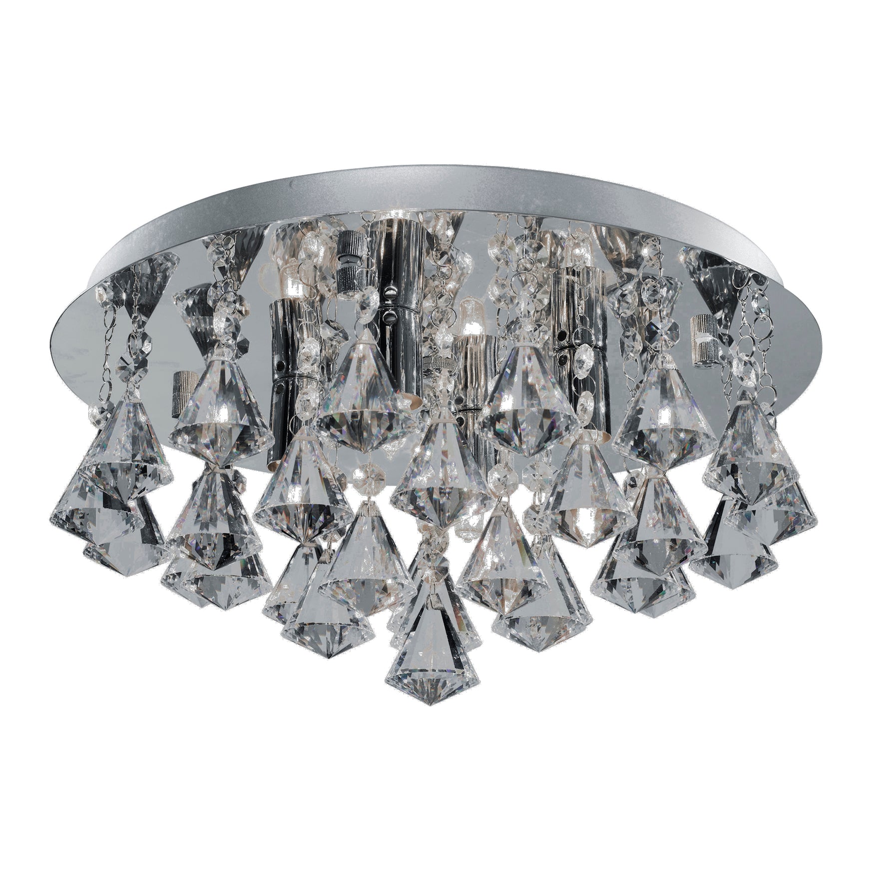 Searchlight Electric Hanna 4Lt Flush  - Chrome Metal & Clear Crystal 3304-4CC