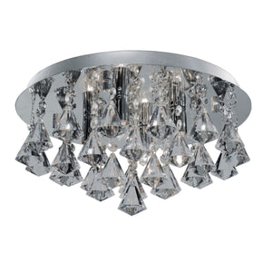 Searchlight Electric Hanna 4Lt Flush  - Chrome Metal & Clear Crystal 3304-4CC