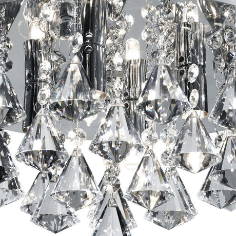 Searchlight Electric Hanna 4Lt Flush  - Chrome Metal & Clear Crystal 3304-4CC