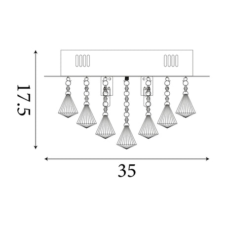Searchlight Electric Hanna 4Lt Flush  - Chrome Metal & Clear Crystal 3304-4CC