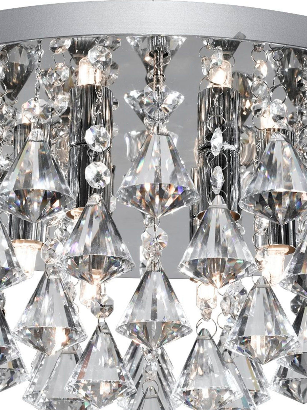 Searchlight Electric Hanna 6Lt Flush  - Chrome Metal & Clear Crystal 3306-6CC