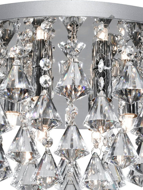 Searchlight Electric Hanna 6Lt Flush  - Chrome Metal & Clear Crystal 3306-6CC