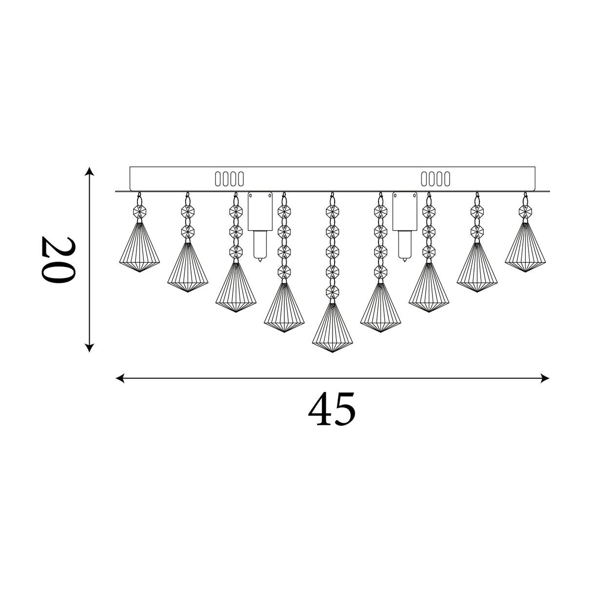 Searchlight Electric Hanna 6Lt Flush  - Chrome Metal & Clear Crystal 3306-6CC