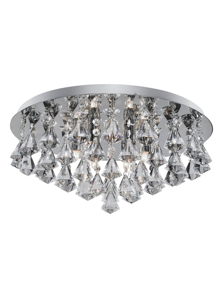 Searchlight Electric Hanna 8Lt Flush  - Chrome Metal & Clear Crystal 3308-8CC