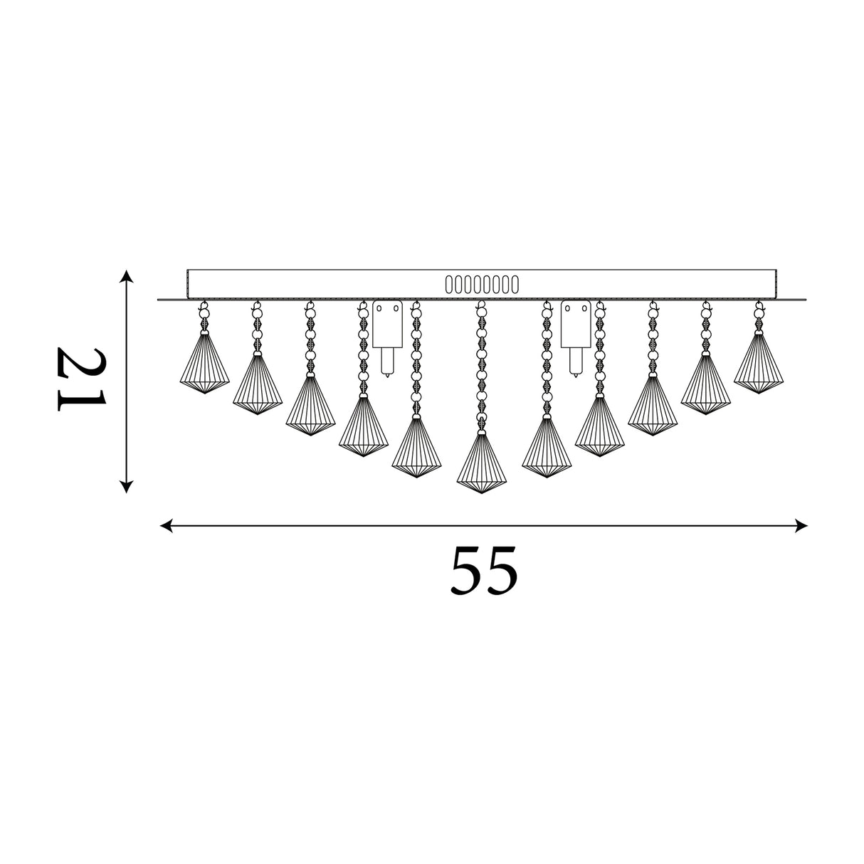 Searchlight Electric Hanna 8Lt Flush  - Chrome Metal & Clear Crystal 3308-8CC