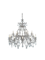 Marie Therese 18Lt Chandelier - Chrome Metal & Clear Crystal