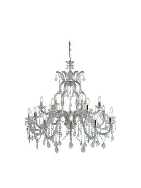 Marie Therese 18Lt Chandelier - Chrome Metal & Clear Crystal