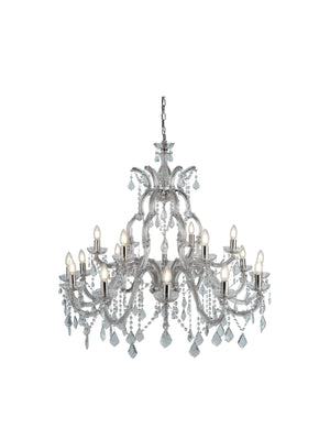 Marie Therese 18Lt Chandelier - Chrome Metal & Clear Crystal