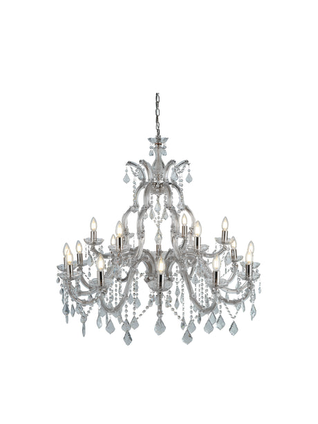 Marie Therese 18Lt Chandelier - Chrome Metal & Clear Crystal