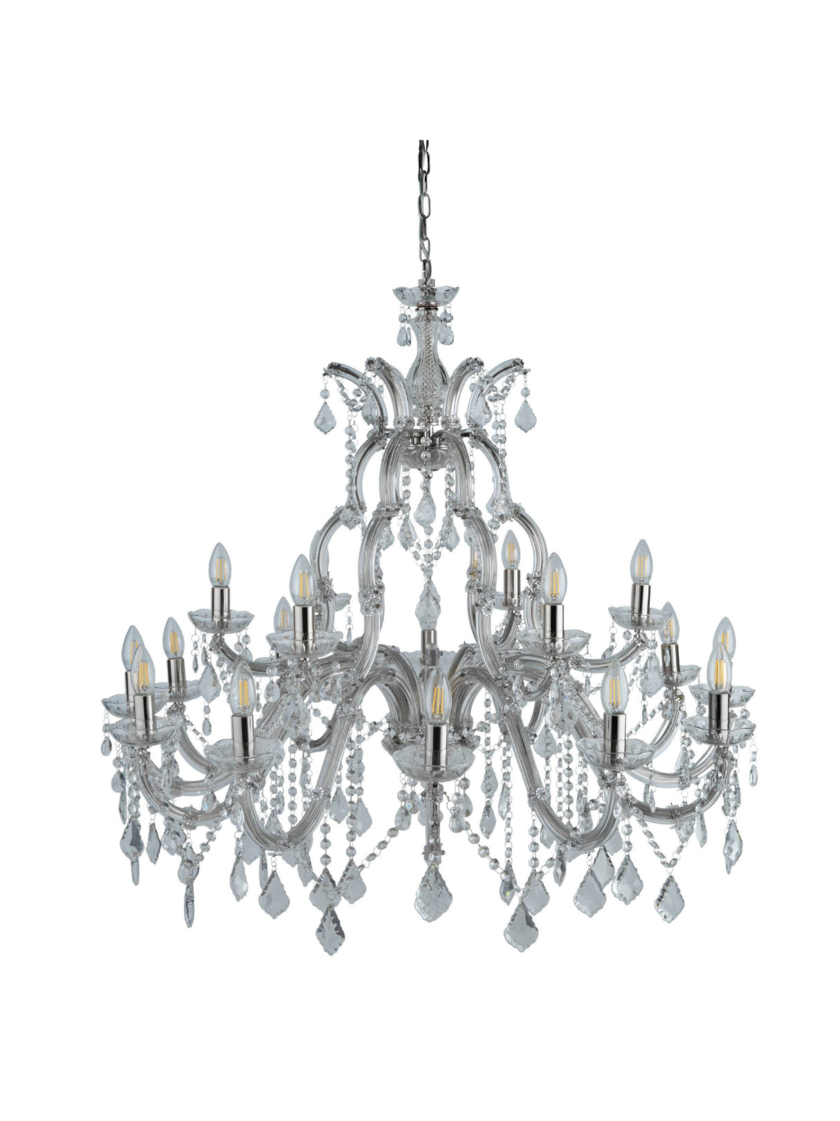 Searchlight Electric Marie Therese 18Lt Chandelier - Chrome Metal & Clear Crystal 3314-18
