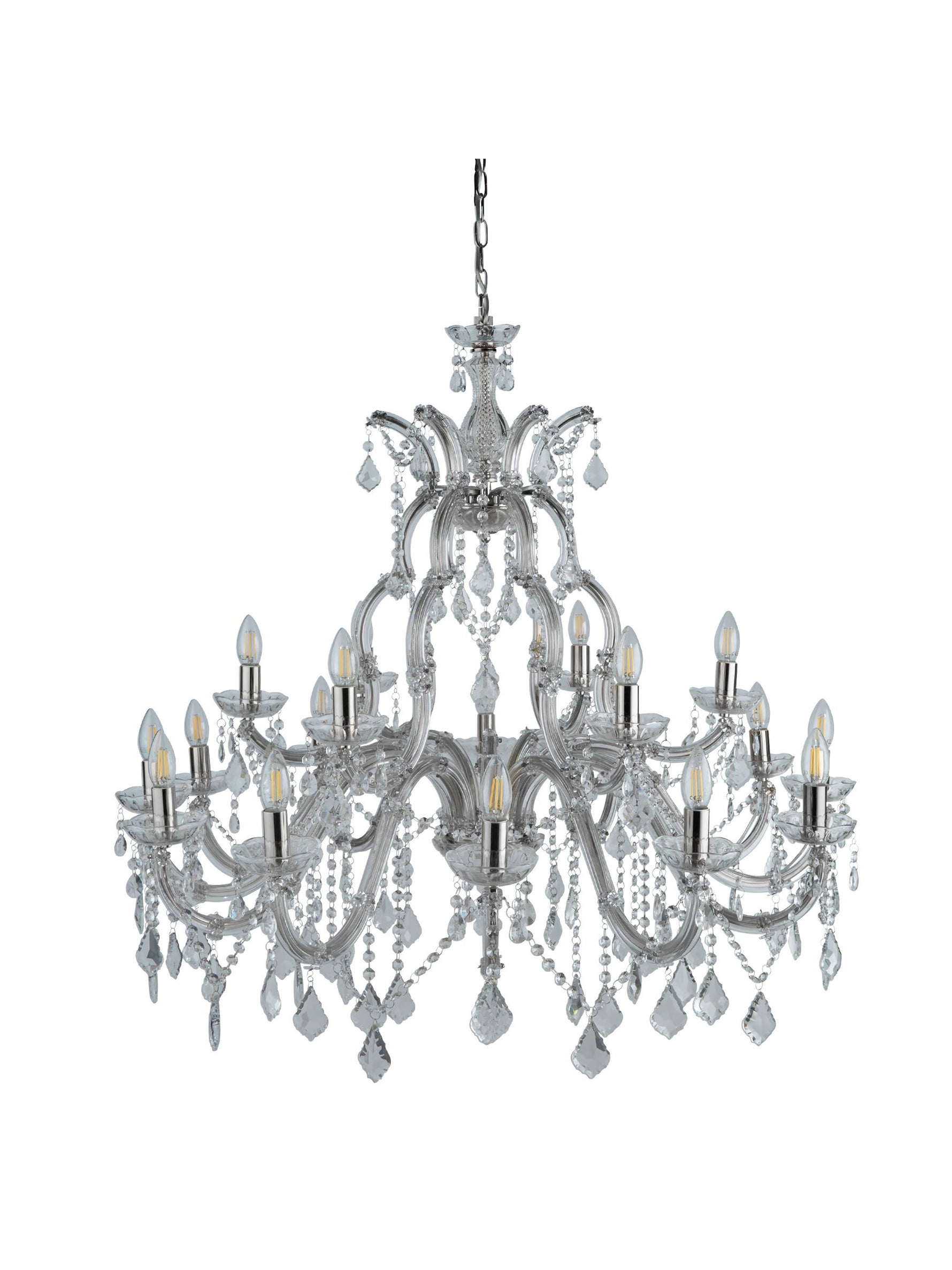 Searchlight Electric Marie Therese 18Lt Chandelier - Chrome Metal & Clear Crystal 3314-18