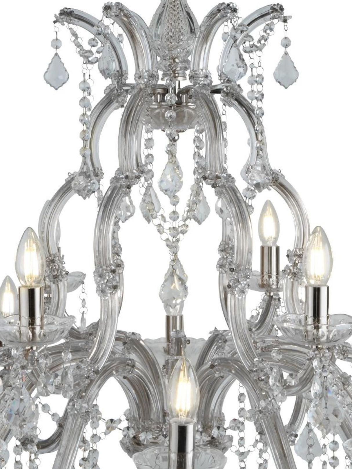Searchlight Electric Marie Therese 18Lt Chandelier - Chrome Metal & Clear Crystal 3314-18