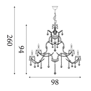 Searchlight Electric Marie Therese 18Lt Chandelier - Chrome Metal & Clear Crystal 3314-18