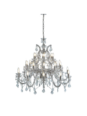 Marie Therese 30Lt Chandelier - Chrome Metal & Clear Crystal