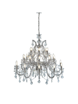Marie Therese 30Lt Chandelier - Chrome Metal & Clear Crystal