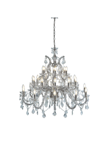Marie Therese 30Lt Chandelier - Chrome Metal & Clear Crystal