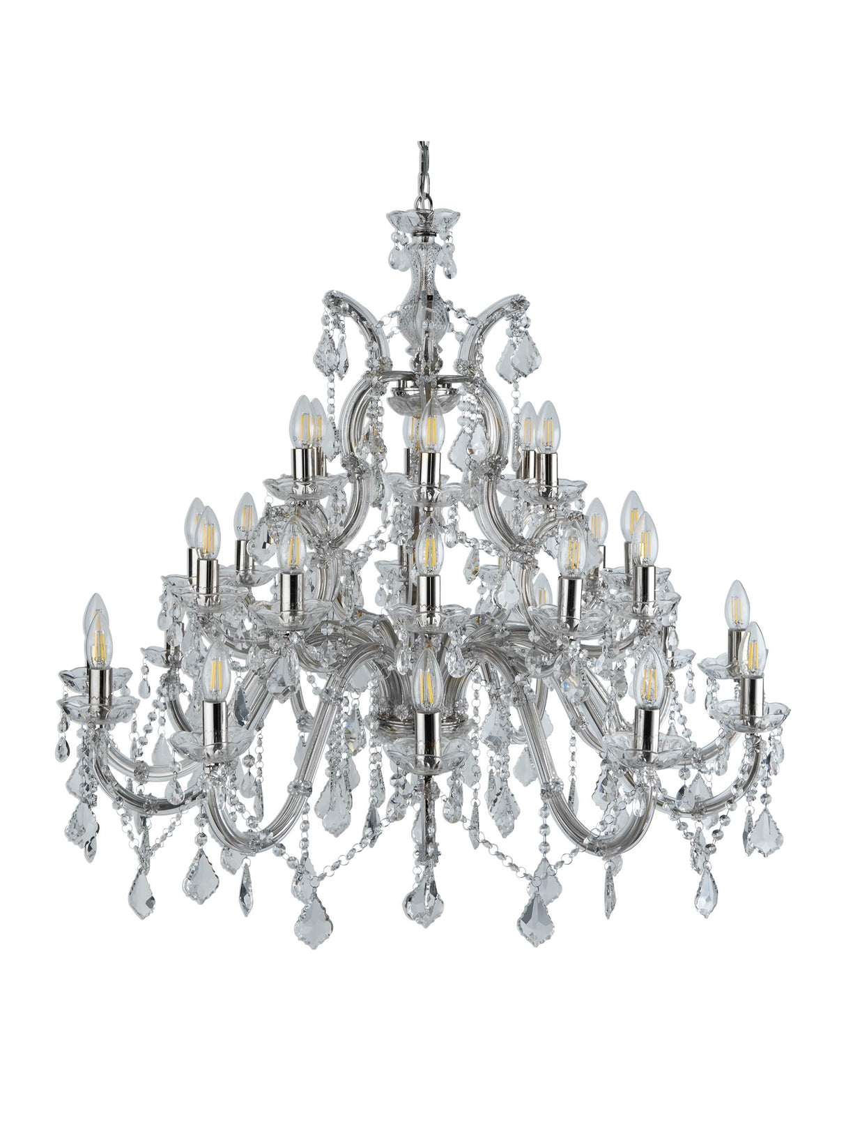 Searchlight Electric Marie Therese 30Lt Chandelier - Chrome Metal & Clear Crystal 3314-30