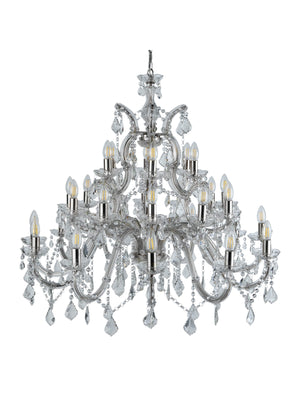 Searchlight Electric Marie Therese 30Lt Chandelier - Chrome Metal & Clear Crystal 3314-30