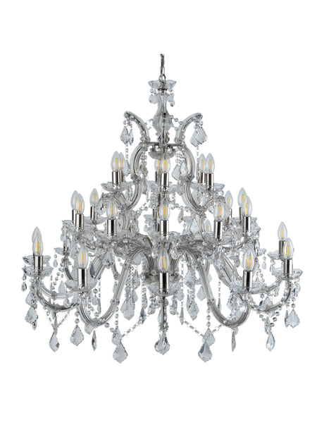 Searchlight Electric Marie Therese 30Lt Chandelier - Chrome Metal & Clear Crystal 3314-30