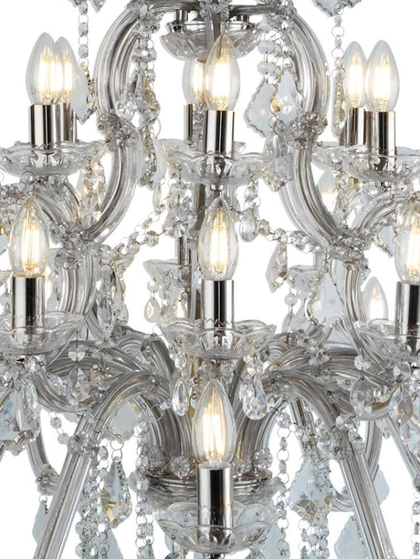 Searchlight Electric Marie Therese 30Lt Chandelier - Chrome Metal & Clear Crystal 3314-30