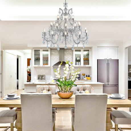 Searchlight Electric Marie Therese 30Lt Chandelier - Chrome Metal & Clear Crystal 3314-30