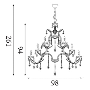 Searchlight Electric Marie Therese 30Lt Chandelier - Chrome Metal & Clear Crystal 3314-30