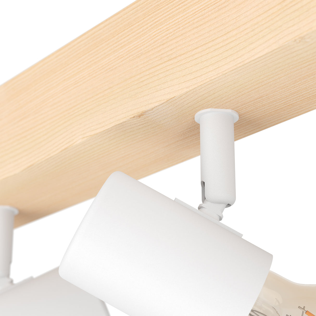Eglo EU Townshend 3 White/Natural Metal & Wood 4-Light Spotlight - Industrial Style