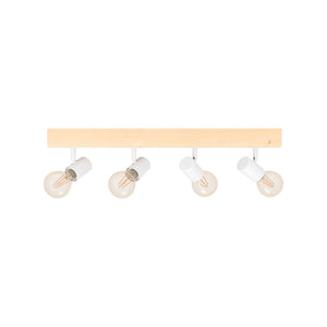 Eglo EU Townshend 3 White/Natural Metal & Wood 4-Light Spotlight - Industrial Style