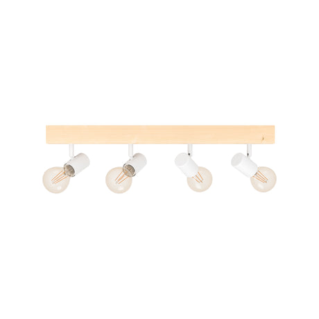 Eglo EU Townshend 3 White/Natural Metal & Wood 4-Light Spotlight - Industrial Style
